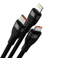 Baseus “Flash Series Ⅱ” Two-for-three Charging Cable U+C to M+L+C 100W, 1.2m (4ft), Black