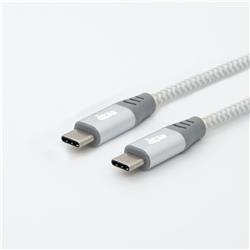iCAN Premium 3ft USB3.1 Type-C to Type-C, 3A fast charging, Braided, Grey&White