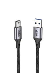 iCAN USB 2.0 Type-A Male to Mini B Male Cable, 5V/0.5A, 3ft