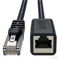 iCAN Cat 6 Ethernet Extender Cable Shielded Male to Female 10FT Black