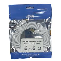 Câble Ethernet plat blindé iCAN CAT7, 10 Gbit/s, STP, 3 m, blanc