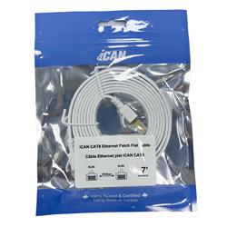 Câble Ethernet plat blindé iCAN CAT8, 40 Gbit/s, STP, 2,1 m, blanc