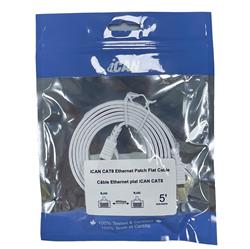 Câble Ethernet plat blindé iCAN CAT8, 40 Gbit/s, STP, 1,5 m, blanc