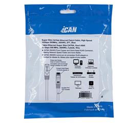 iCAN CAT6A Super Slim Ethernet Cable, 10Gbps 550MHz, 28AWG, 2FT, Blue
