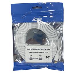 Câble Ethernet plat blindé iCAN CAT8, 40 Gbit/s, STP, 3 m, blanc