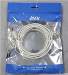 iCAN CAT7 Ethernet Patch Cable, High Speed 10Gbps 600MHz, Double Shielded S/FTP 26AWG, Gold Plated, 15FT, White