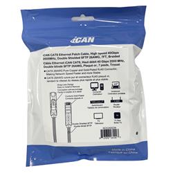 iCAN CAT8 Braided Ethernet Cable, 40Gbps 2000Mhz, S/FTP 26AWG, 7FT