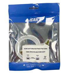 Câble Ethernet plat blindé iCAN CAT7, 10 Gbit/s, STP, 91 cm, blanc