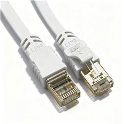 iCAN CAT7 Shielded Flat Ethernet Cable, 10Gbps, STP, 15FT, White