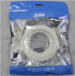 iCAN CAT7 Ethernet Patch Cable, High Speed 10Gbps 600MHz, Double Shielded S/FTP 26AWG, Gold Plated, 25FT, White