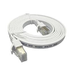 Câble Ethernet plat blindé iCAN CAT8, 40 Gbit/s, STP, 2,1 m, blanc