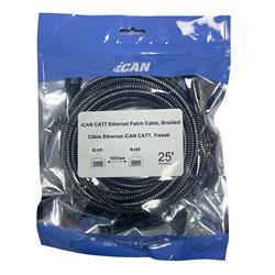 iCAN CAT7 Braided Ethernet Cable, 10Gbps 600Mhz, SSTP 26AWG, 25FT
