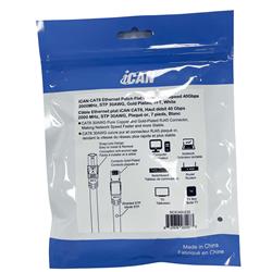 Câble Ethernet plat blindé iCAN CAT8, 40 Gbit/s, STP, 2,1 m, blanc
