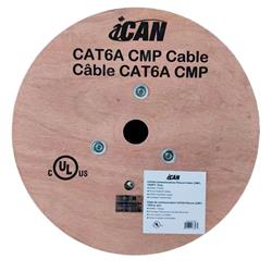 iCAN CAT6A Communications Plenum Cable (CMP), 23AWG 1000FT, Grey