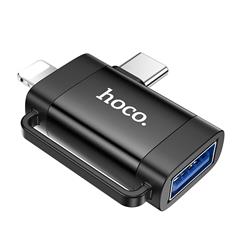 Hoco "UA31F" iP male/Type-C male to USB female OTG 2-in-1 adapter(Open Box)