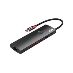 iCAN USB Type-C Multi-Adapter HDMI 4K@60Hz | USB3.2 (10Gbps)*3 | 100W PD Charging | 1000M RJ45 Ethernet with One Key On /Off Screen Function and USBC Cable Lock
