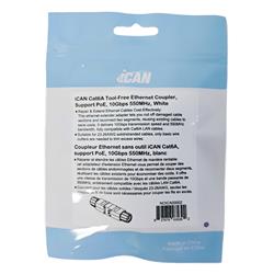 iCAN Cat6A Coupler, Tool-Free Ethernet Coupler, Support PoE, 1000 Mbps, 500 MHz, White