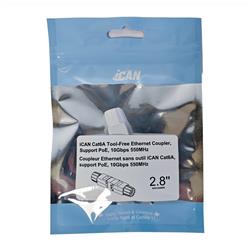 iCAN Cat6A Coupler, Tool-Free Ethernet Coupler, Support PoE, 1000 Mbps, 500 MHz, White