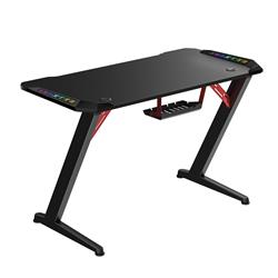 Armoury 47 Inch Z Shaped RGB Gaming Desk, Carbon Fibre Grain Top, PC Gamer Workstations with Headphone hooks & Cup holder, Blac