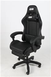 iCAN C730-BK Gaming Chair, Footrest and Lumbar Support, Padded Linkage Armrests