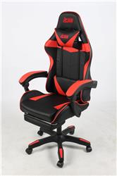 iCAN C730-RDBK Gaming Chair, Footrest and Lumbar Support, Padded Linkage Armrests