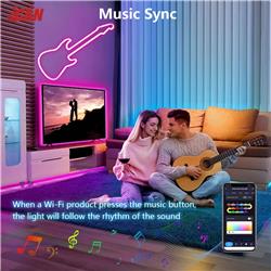 Guirlande lumineuse au néon RGBIC, bandes lumineuses à LED de 3 m, synchronisation musicale, conception DIY