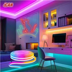 Guirlande lumineuse au néon RGBIC, bandes lumineuses à LED de 3 m, synchronisation musicale, conception DIY