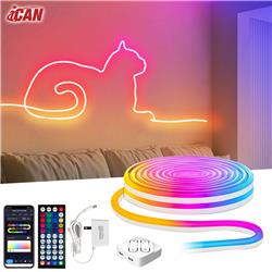 Guirlande lumineuse au néon RGBIC, bandes lumineuses à LED de 3 m, synchronisation musicale, conception DIY