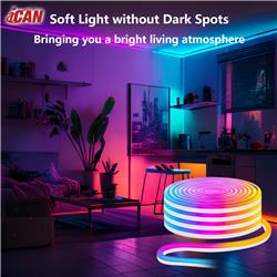 Guirlande lumineuse au néon RGBIC, bandes lumineuses à LED de 16,4 pieds, synchronisation musicale, conception DIY