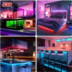iCAN Smart LED RGB+IC 16.4ft Strip Lights, Music Sync, APP Control.