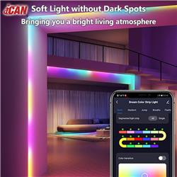 iCAN Smart LED RGB+IC 16.4ft Strip Lights, Music Sync, APP Control.