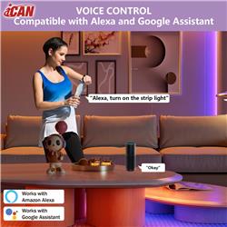 iCAN RGB+IC COB LED 16.4ft Strip Lights, Music Sync, Home Decor.