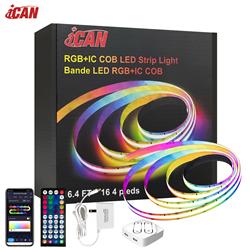 iCAN RGB+IC COB LED 16.4ft Strip Lights, Music Sync, Home Decor.