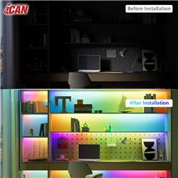 iCAN RGB+IC COB LED 16.4ft Strip Lights, Music Sync, Home Decor.