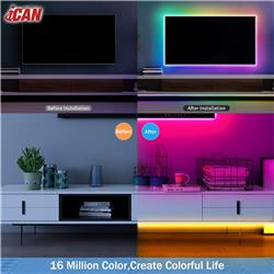 iCAN RGBICW LED 16.4ft Strip Lights, App Control, Music Sync.