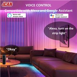 iCAN RGBICW LED 16.4ft Strip Lights, App Control, Music Sync.