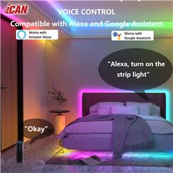 Bandes lumineuses LED iCAN RGBICW de 32,8 pieds, contrôle par application, synchronisation musicale.(Open Box)