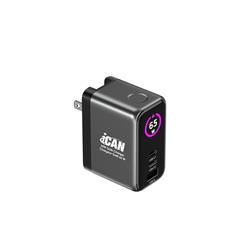 iCAN PD-133 65W 3-Port TFT GaN PD Wall Charger with 3.3ft 100W USB-C C(Open Box)