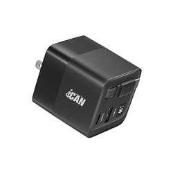 iCAN 65W 2-Port Travel Charger with 2.6ft Type-C Retractable Cable