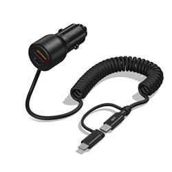 Choetech 110W 2-Port Car Charger with 5ft Type-C Stretchable Cable