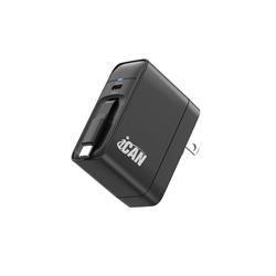iCAN Chargeur USB-C GaN PD 40 W avec câble Type-C rétractable de 80 cm
