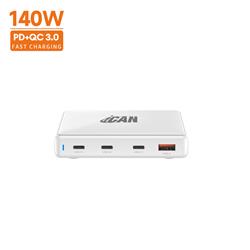 iCAN Chargeur mural fin 140 W à 4 ports avec 3 USB-C et 1 USB-A