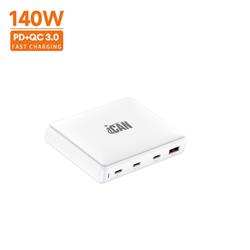 iCAN Chargeur mural fin 140 W à 4 ports avec 3 USB-C et 1 USB-A