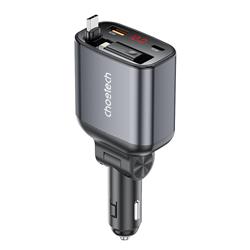 Choetech 105W 4-in-1 Digital Car Charger with 2.6ft 45W Type-C Cable