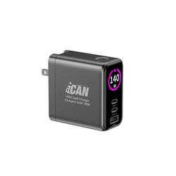 PD-136 140W 3-Port USB-Ax1 USB-Cx2 GaN Display Wall Charger