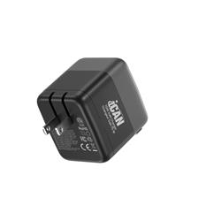 iCAN 70W 2-Port Portable GaN PD Charger with Type-C Retractable Cable