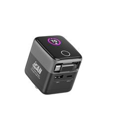 iCAN 70W 2-Port Portable GaN PD Charger with Type-C Retractable Cable