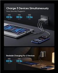 CUKTECH 100W 3-Port GaN Wall Charger with 5 Ft 240W Cable