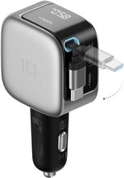 CUKTECH 85W 3-in-1 Digital Car Charger with 2.3 Ft Cable