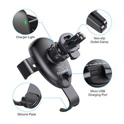 Support de chargement sans fil pour voiture Choetech 15 W, noir argent